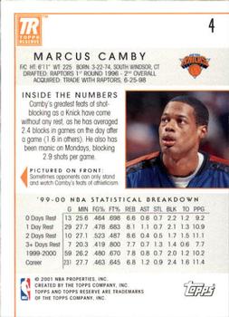 2000-01 Topps Reserve #4 Marcus Camby Back