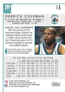 2000-01 Topps Reserve #16 Derrick Coleman Back