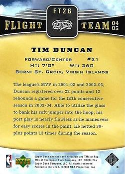 2004-05 Upper Deck - Flight Team #FT26 Tim Duncan Back