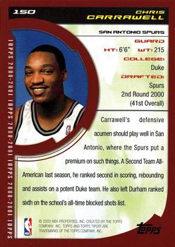 2000-01 Topps Tipoff #150 Chris Carrawell Back