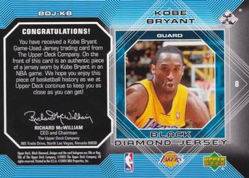 2004-05 Upper Deck Black Diamond - Black Diamond Jersey #BDJ-KB Kobe Bryant Back