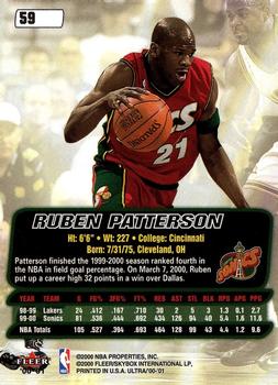 2000-01 Ultra #59 Ruben Patterson Back