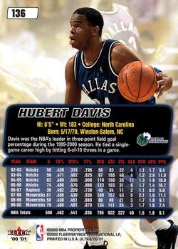 2000-01 Ultra #136 Hubert Davis Back