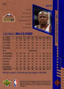 2000-01 Upper Deck #43 George McCloud Back