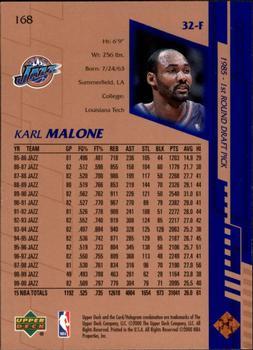2000-01 Upper Deck #168 Karl Malone Back