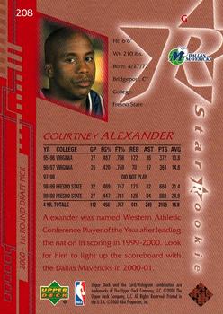 2000-01 Upper Deck #208 Courtney Alexander Back