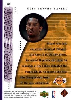 2000-01 Upper Deck #444 Kobe Bryant Back