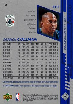 2000-01 Upper Deck Encore #10 Derrick Coleman Back