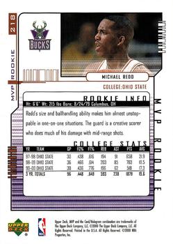 2000-01 Upper Deck MVP #218 Michael Redd Back