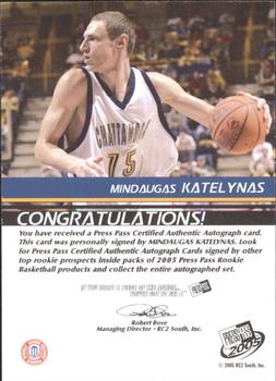 2005 Press Pass - Autographs Gold Half Court #NNO Mindaugas Katelynas Back