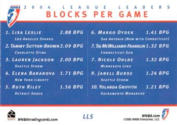 2005 Rittenhouse WNBA - League Leaders #LL5 Lisa Leslie / Tammy Sutton-Brown / Lauren Jackson Back