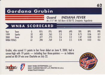 2001 Fleer Tradition WNBA #62 Gordana Grubin Back