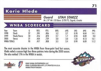 2001 Fleer Tradition WNBA #71 Korie Hlede Back