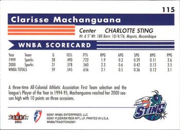 2001 Fleer Tradition WNBA #115 Clarisse Machanguana Back