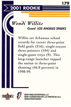 2001 Fleer Tradition WNBA #179 Wendi Willits Back