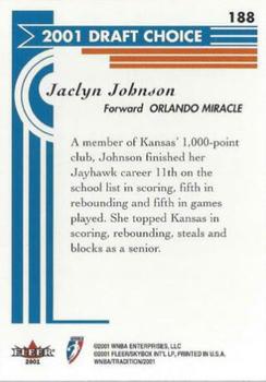 2001 Fleer Tradition WNBA #188 Jaclyn Johnson Back