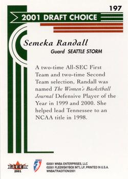2001 Fleer Tradition WNBA #197 Semeka Randall Back