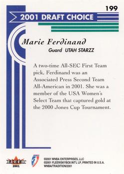 2001 Fleer Tradition WNBA #199 Marie Ferdinand Back