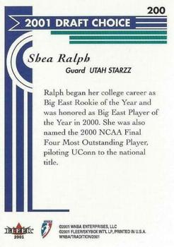 2001 Fleer Tradition WNBA #200 Shea Ralph Back