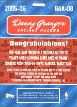 2005-06 Bazooka - All-Access Relics #BAA-DG Danny Granger Back
