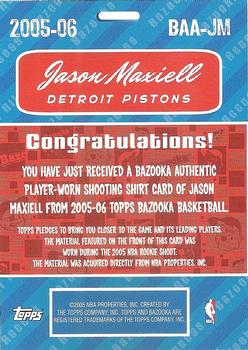 2005-06 Bazooka - All-Access Relics #BAA-JM Jason Maxiell Back