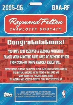 2005-06 Bazooka - All-Access Relics #BAA-RF Raymond Felton Back