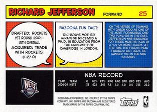 2005-06 Bazooka - Minis #25 Richard Jefferson Back
