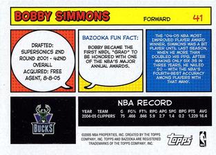 2005-06 Bazooka - Minis #41 Bobby Simmons Back