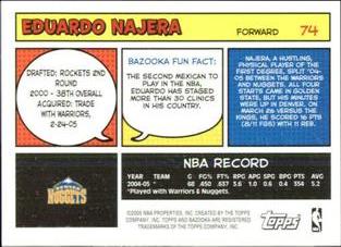 2005-06 Bazooka - Minis #74 Eduardo Najera Back