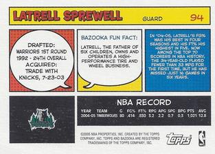 2005-06 Bazooka - Minis #94 Latrell Sprewell Back