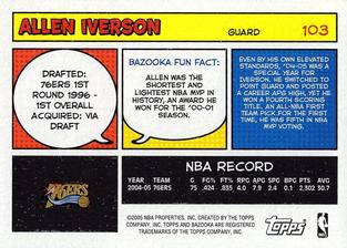 2005-06 Bazooka - Minis #103 Allen Iverson Back