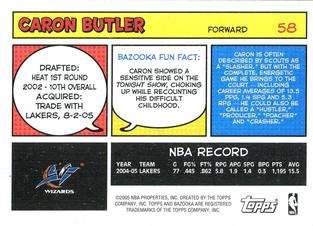 2005-06 Bazooka - Minis #58 Caron Butler Back