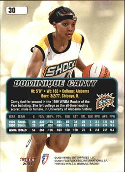 2001 Ultra WNBA #30 Dominique Canty Back