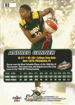 2001 Ultra WNBA #93 Andrea Garner Back