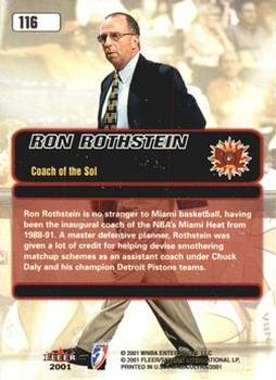 2001 Ultra WNBA #116 Ron Rothstein Back