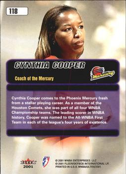2001 Ultra WNBA #118 Cynthia Cooper Back