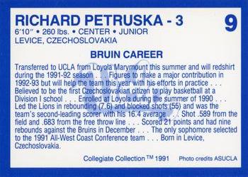 1991-92 Collegiate Collection UCLA Bruins #9 Richard Petruska Back