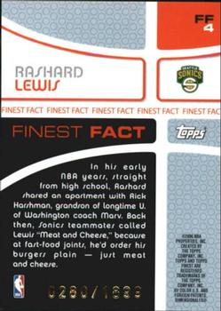 2005-06 Finest - Finest Fact #FF4 Rashard Lewis Back