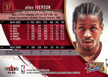 2001-02 E-X #37 Allen Iverson Back