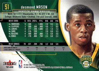 2001-02 E-X #51 Desmond Mason Back