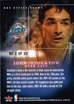 2001-02 E-X - Box Office Draws #BD 2 John Stockton Back