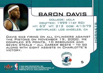 2001-02 Fleer Exclusive #5 Baron Davis Back