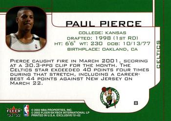 2001-02 Fleer Exclusive #8 Paul Pierce Back