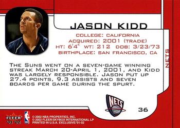 2001-02 Fleer Exclusive #36 Jason Kidd Back