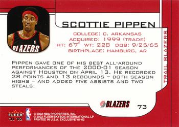 2001-02 Fleer Exclusive #73 Scottie Pippen Back