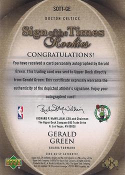 2005-06 SP Authentic - Sign of the Times Rookies #SOTT-GE Gerald Green Back