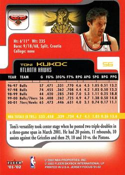 2001-02 Fleer Focus #56 Toni Kukoc Back