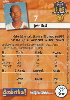 2002 City-Press Powerplay BBL Playercards #22 John Best Back
