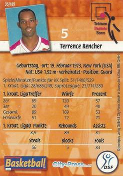 2002 City-Press Powerplay BBL Playercards #35 Terrence Rencher Back