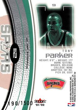 2001-02 Fleer Marquee #112 Tony Parker Back